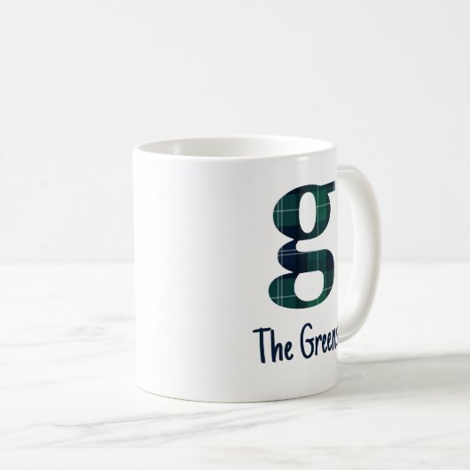 Mug Lettre minuscule d'impression plaid g initiale et  (Devant droit)