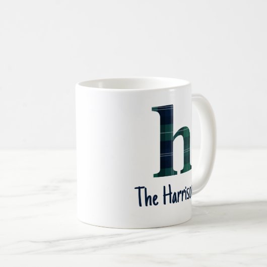 Mug Lettre minuscule d'impression plaid h initiale et  (Devant droit)
