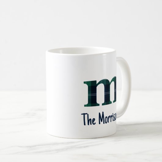Mug Lettre minuscule d'impression plaid m initiale et (Devant droit)