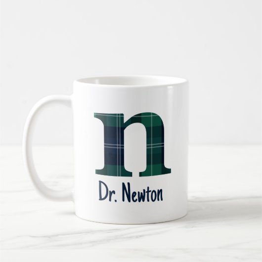 Mug Lettre minuscule d'impression plaid n initiale et (Gauche)