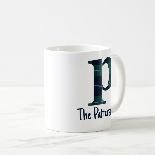 Mug Lettre minuscule d'impression plaid p initiale et (Devant droit)