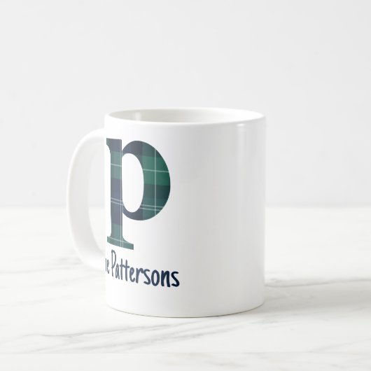 Mug Lettre minuscule d'impression plaid p initiale et  (Devant gauche)