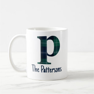 Mug Lettre minuscule d'impression plaid p initiale et