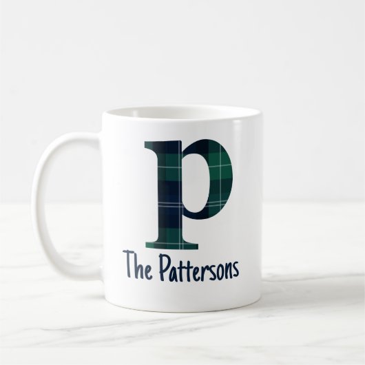 Mug Lettre minuscule d'impression plaid p initiale et  (Gauche)