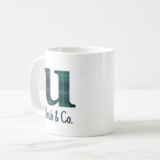 Mug Lettre minuscule d'impression plaid u initiale et  (Devant gauche)