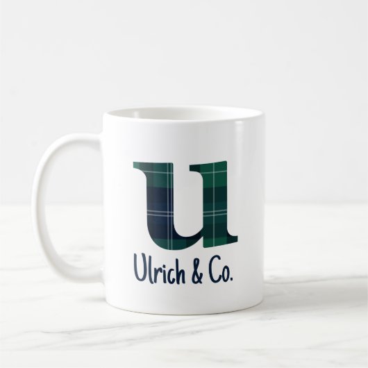 Mug Lettre minuscule d'impression plaid u initiale et  (Gauche)