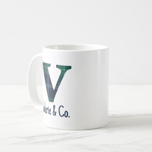 Mug Lettre minuscule d'impression plaid v initiale et (Devant gauche)