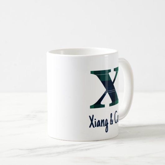 Mug Lettre minuscule d'impression plaid x initiale et (Devant droit)
