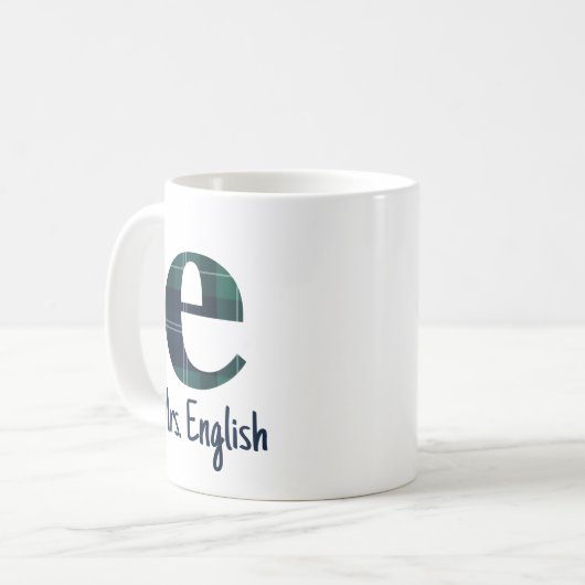 Mug Lettre minuscule e initiale et nom (Devant gauche)
