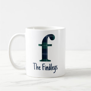 Mug Lettre minuscule f initiale et nom en Imprimé écos