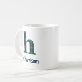 Mug Lettre minuscule h initiale et nom en Imprimé écos (Devant gauche)
