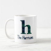 Mug Lettre minuscule h initiale et nom en Imprimé écos (Gauche)