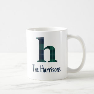 Mug Lettre minuscule h initiale et nom en Imprimé écos