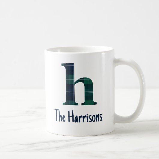 Mug Lettre minuscule h initiale et nom en Imprimé écos (Droite)