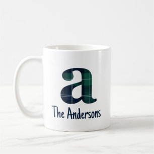 Mug Lettre minuscule initiale a et nom en Imprimé écos
