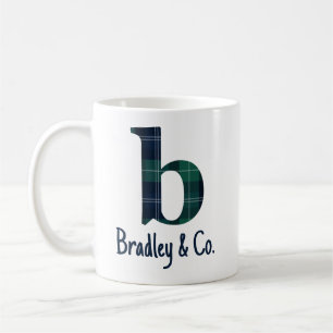 Mug Lettre minuscule initiale b en vichy avec nom de f