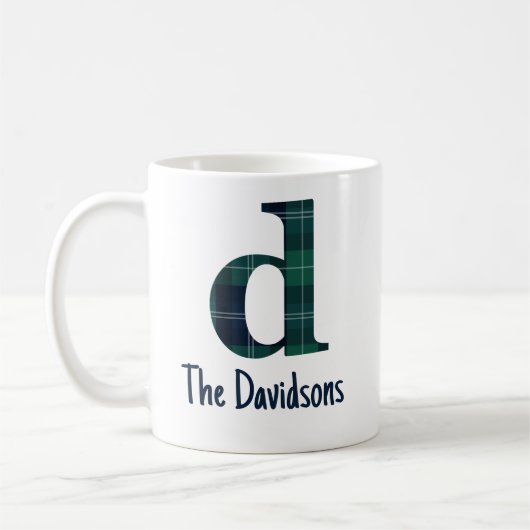 Mug Lettre minuscule initiale d et nom en Imprimé écos (Gauche)