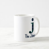 Mug Lettre minuscule j initiale et nom en Imprimé écos (Devant droit)