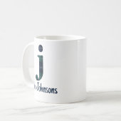 Mug Lettre minuscule j initiale et nom en Imprimé écos (Devant gauche)