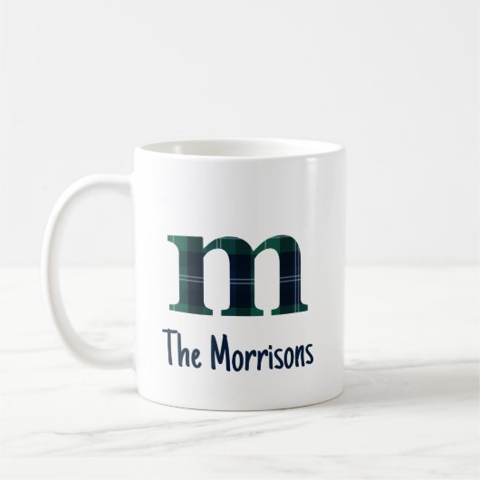 Mug Lettre minuscule m initiale et nom en Imprimé Vich (Gauche)
