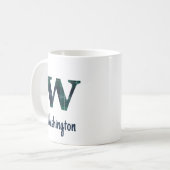 Mug Lettre minuscule w en impression carreaux avec ini (Devant gauche)