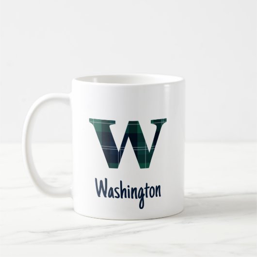 Mug Lettre minuscule w en impression carreaux avec ini (Gauche)