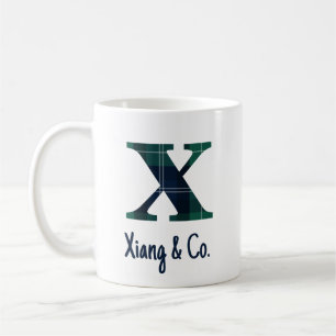 Mug Lettre minuscule x en impression carreaux et nom