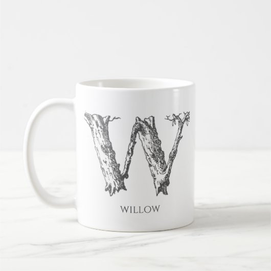 Mug Lettre moderne W Nom du monogramme (Gauche)