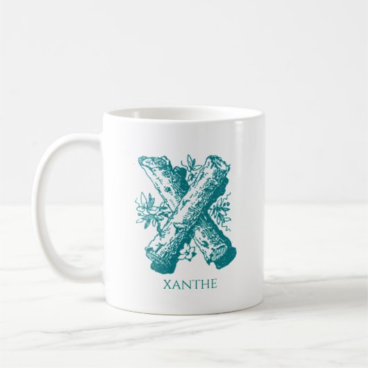 Mug Lettre moderne X Nom du monogramme (Gauche)