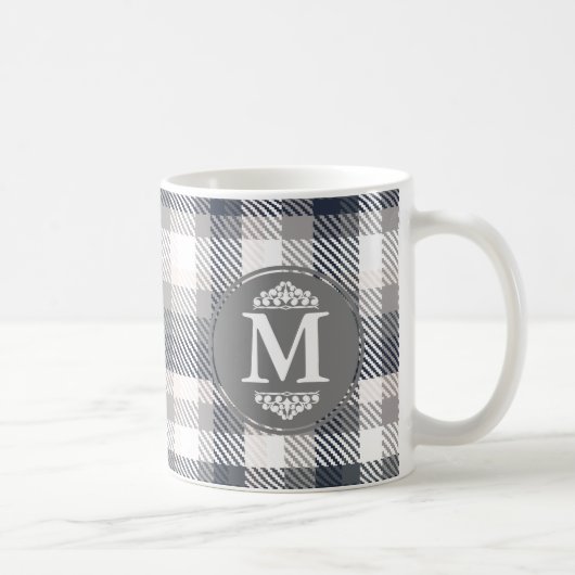 Mug Lettre Monogramme crème et gris (Droite)