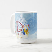 Mug Lettre monogramme D mignon Angel Snowman Noël (Devant gauche)