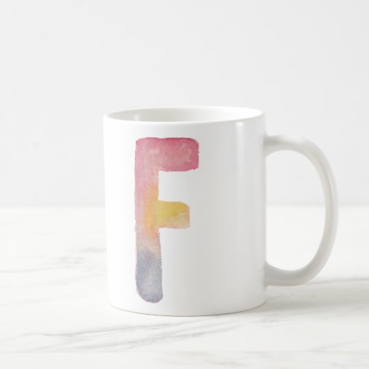 MUG LETTRE MONOGRAMME D'ALPHABET DE COULEUR D'EAU 'F'  (Droite)