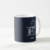 Mug Lettre monogramme E Boho Crescent Moon Mandala (Devant droit)
