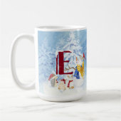 Mug Lettre monogramme E Noël Snowman Angel Woodland (Gauche)