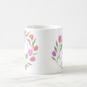 Mug Lettre monogramme F Violet et blanc avec fleurs (Centre)