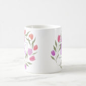 Mug Lettre monogramme F Violet et blanc avec fleurs (Centre)