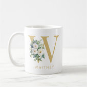 Mug Lettre monogramme Floral Nom initial (Gauche)