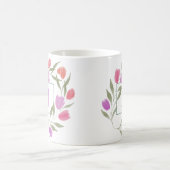 Mug Lettre monogramme I pourpre & blanc avec fleurs (Centre)