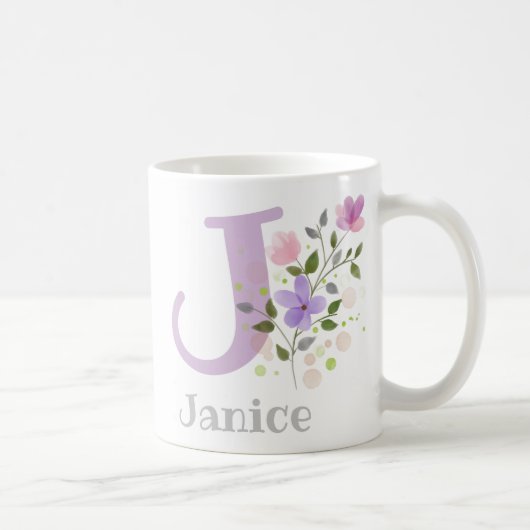 Mug Lettre monogramme J & prénom (Droite)