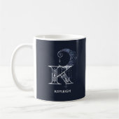 Mug Lettre monogramme K Boho croissant lune Mandala (Gauche)