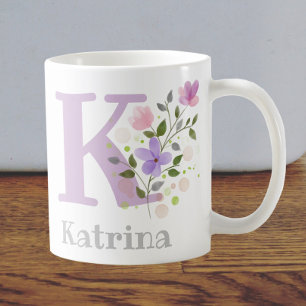 Mug Lettre monogramme K & Nom chrétien