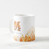 Mug Lettre monogramme M Feuilles automnales rustiques (Devant gauche)