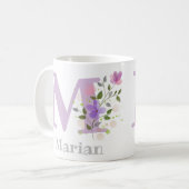 Mug Lettre monogramme M & Nom chrétien (Devant gauche)