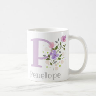 Mug Lettre monogramme P & Nom chrétien