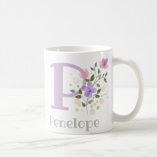 Mug Lettre monogramme P & prénom chrétien (Droite)