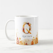 Mug Lettre monogramme Q Feuilles automnales initiales (Gauche)