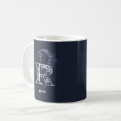 Mug Lettre monogramme R Boho Crescent Moon Mandala (Devant gauche)