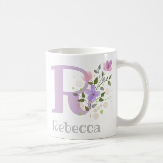 Mug Lettre monogramme R & prénom (Droite)
