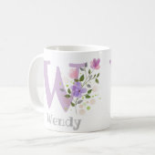 Mug Lettre monogramme W & Nom chrétien (Devant gauche)