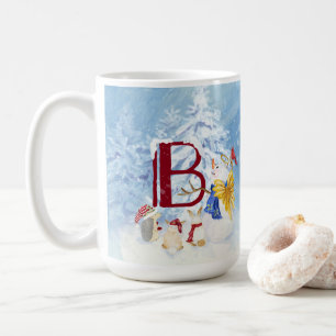 Mug Lettre monographie B Angel Snowman Joyeux Noël